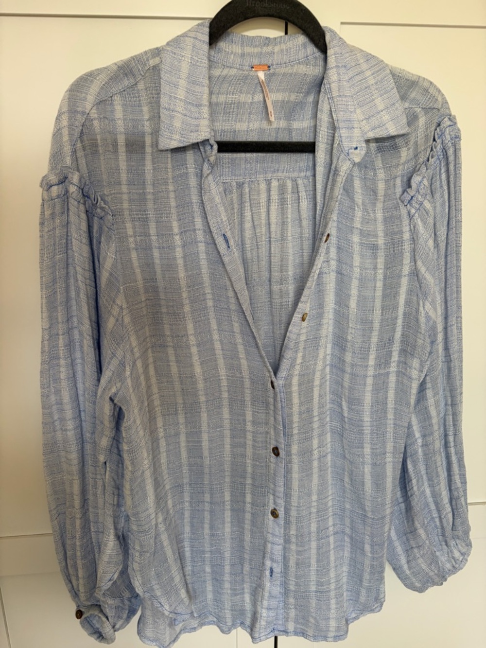 Free People Headed to the Highland Pale Blue Striped Button-Down Shirt